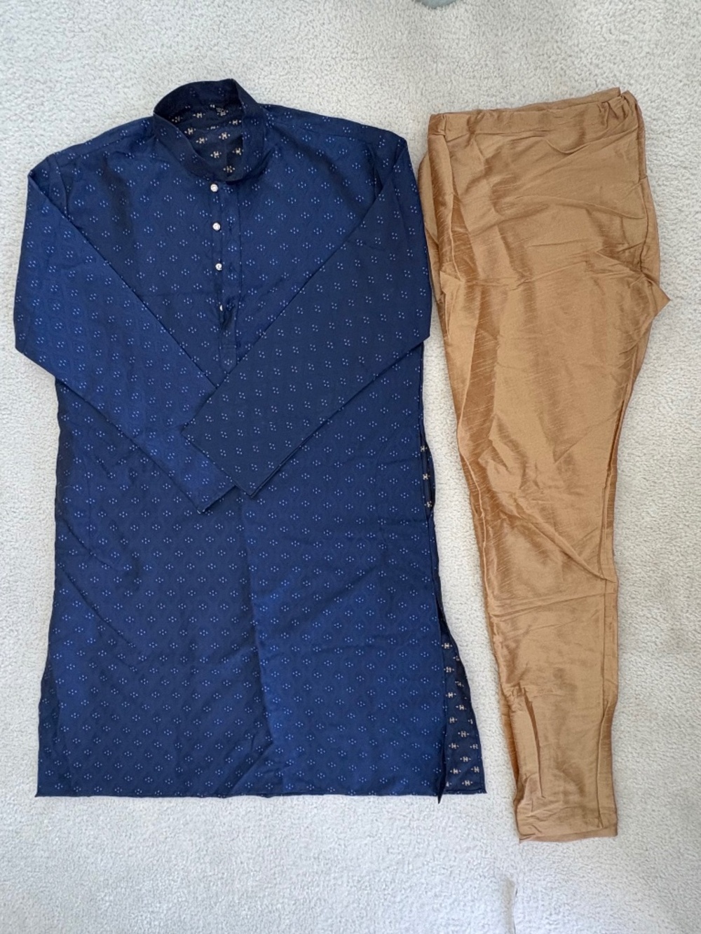 Kurta Pajama Blue Gold Size 44 / Large